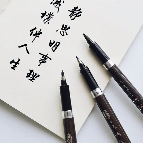 Miniatura 3 de Pluma china de 6 piezas de pincel de escritura de caligrafía japonesa con tinta de agua para principiantes de escritura china, juego de 3 tamaños