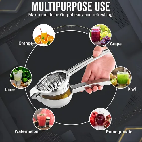 Miniatura 5 de Exprimidor de limón extra grande – Prensa de cítricos de acero inoxidable resistente con cuenco jumbo – Exprimidor manual para limones, limas