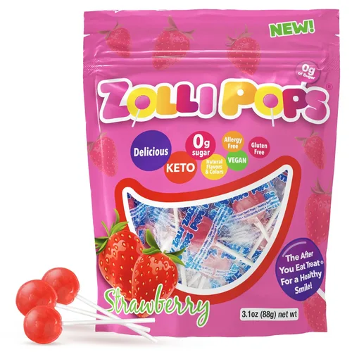 Miniatura 19 de Zollipops Clean Teeth Pops - Paletas sin azúcar, sin colorantes, aptas para dieta cetogénica y diabética, golosinas aprobadas por dentistas