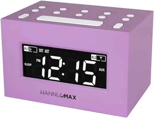 Miniatura 8 de HANNLOMAX Radio despertador HX-111CR, radio PLL AM/FM, alarma dual, pantalla LED blanca, DST automático, conector auxiliar (blanco)