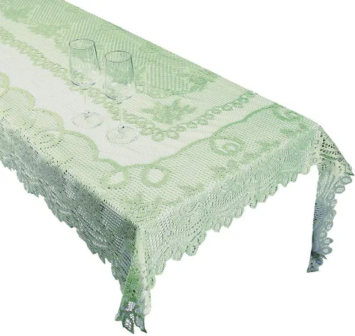 Miniatura 2 de Rockcloud Mantel rectangular de poliéster de 60 x 89 pulgadas para decoración de banquetes de boda, fiesta, color verde