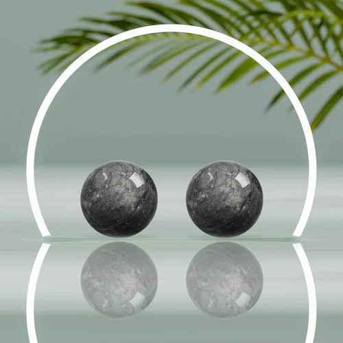 Miniatura 8 de Coolrunner Bolas de Baoding de mármol gris oscuro de 2 pulgadas para aliviar el estrés de la salud de la mano del ejercicio de la mano, bolas de mano