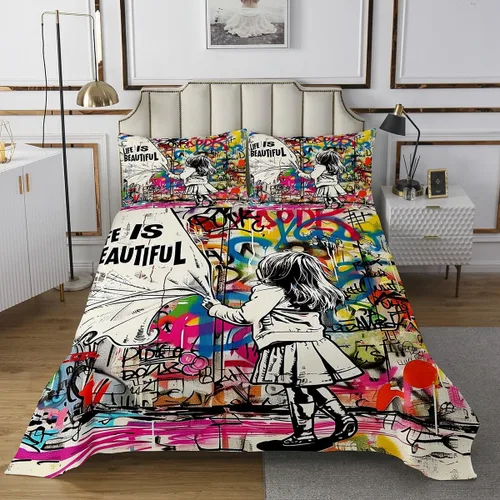 Miniatura 16 de Homewish Theater Cinema Poster Quilt Sets Twin Size,Retro Movie Bedspread Coverlet 2Pcs for Kids Girls Boys Room Decor,Popcorn Quilts Set Movie