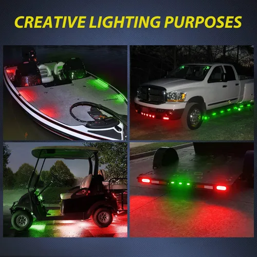 Miniatura 6 de Nilight juego de 10 luces LED indicadoras laterales de 3.8 pulgadas, rojas y verdes, para navegación marina, para yate, kayak, velero, remolque
