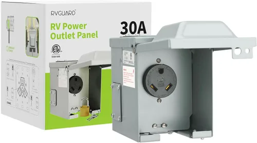 Miniatura 9 de RVGUARD Caja de toma de corriente de 30 amperios, 125 voltios, cerrada, resistente a la intemperie, NEMA TT-30R, panel de receptáculo eléctrico al