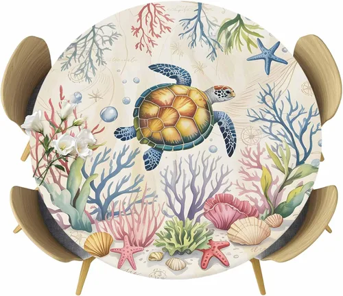 Miniatura 11 de Mantel redondo ajustable con flores silvestres botánicas, manteles elásticos impermeables para interiores y exteriores, mantel elástico para cena