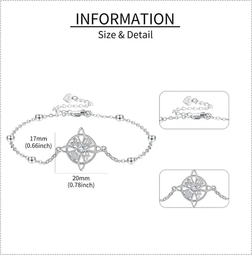 Miniatura 3 de YAFEINI Nudo de Bruja Plata 925 Pulsera de Nudo de Bruja Original de Plata de Ley Celta Pulsera de Bruja para Mujer Regalos de Bruja