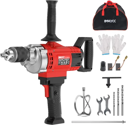 Miniatura 10 de IMAYCC Mezclador de cemento de mano, mezclador de concreto portátil, taladro de mezcla de 6 velocidades de 110V, mezclador de taladro de 2100W