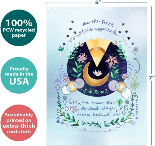 Miniatura 4 de Tree-Free Greetings - Tarjetas de felicitación del solsticio de invierno - Diseños artísticos - 1 tarjeta + sobres a juego - Fabricado en Estados
