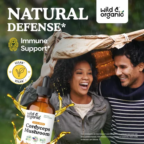 Miniatura 2 de Wild & Organic Cordyceps Tintura - Extracto de hongo Cordyceps Sinensis para apoyo inmunológico y energético - Suplemento líquido de hongos - Gotas