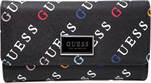 GUESS Bolso de mano con estampado de logotipo para mujer color negro