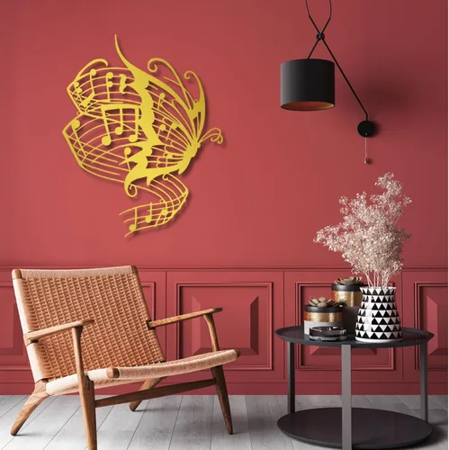 Miniatura 5 de Arte de pared de metal, arte de pared de metal con música de mariposa, notas musicales de arte de pared de metal, decoración de pared de mariposa