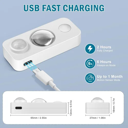 Miniatura 3 de Luces LED Puck con Sensor de Movimiento, Iluminación Inalámbrica Recargable para Debajo del Gabinete, Luz Nocturna Regulable, Luces Debajo