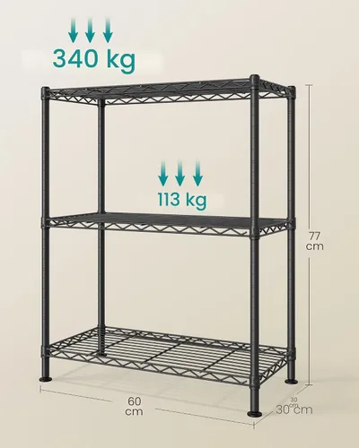 Miniatura 2 de SONGMICS Estante de almacenamiento, estantería de alambre de metal, estantes ajustables, para garaje, dormitorio, sala de estar, cocina, despensa, 3