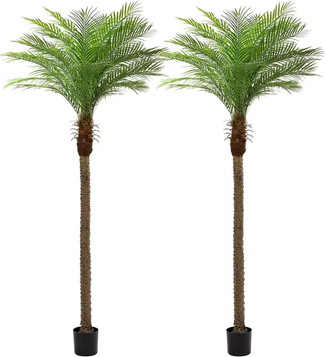 Miniatura 11 de Palmera artificial fénix de 7 pies con 15 hojas ajustables, plantas de palmera fénix sintética para patio exterior, piscina, hogar, oficina, sala