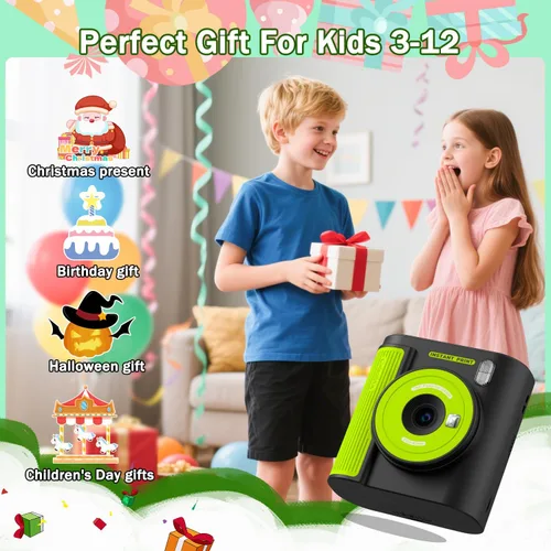Miniatura 8 de Zicor Cámara de impresión instantánea para niños, video digital HD y cámara de impresión instantánea para niños, divertidos regalos de cumpleaños