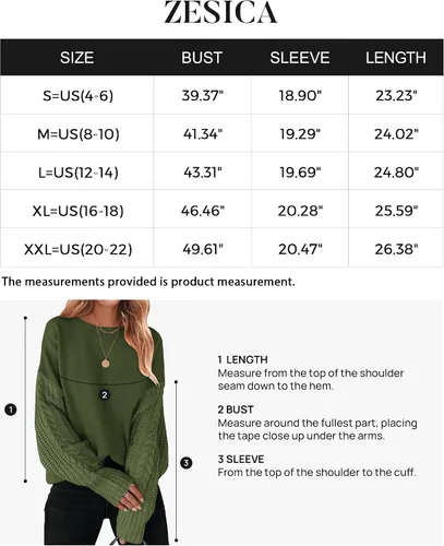 Miniatura 5 de ZESICA Women's 2023 Fall Long Sleeve Crew Neck Solid Color Cable Knit Chunky Casual Oversized Pullover Sweater Tops