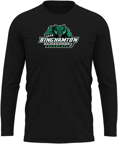 Miniatura 259 de Camisa deportiva de manga larga oficial de la NCAA Collegiate para hombre, colección negra con logotipo primario