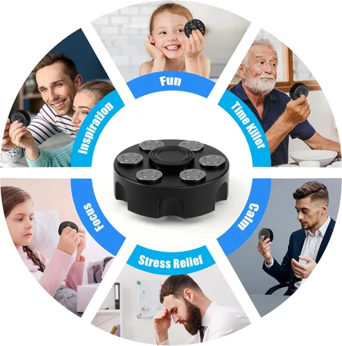 Miniatura 5 de Juguete Fidget Spinner para Adultos y Niños, Spinner de Mano y Dedo de Aleación Negra Genial, Alivio del Estrés Anti Ansiedad Fidget Cube Fidget