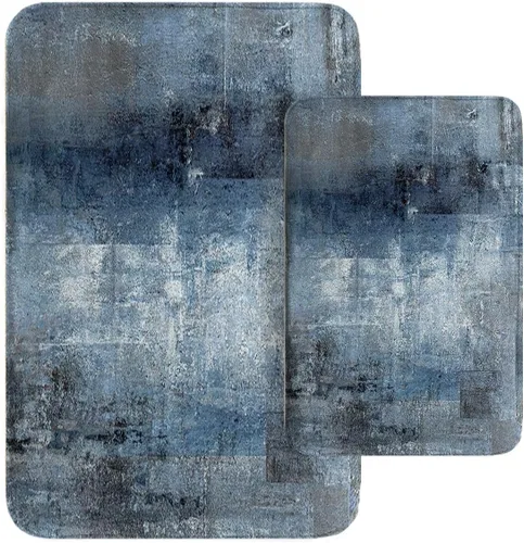Miniatura 21 de Britimes - Juego de tapetes modernos abstractos para baño, 2 tapetes de arte lavables en marrón y gris, tapetes para piso, alfombras para baño