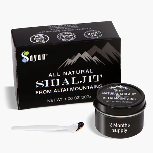 Sayan Pure Authentic Altai Shilajit Resina – 0.51 onzas, suministro de 2 meses – Suplemento de ácido fúlvico orgánico de alta eficacia para mujeres