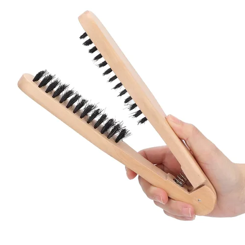 Miniatura 7 de LIZEALUCKY Peine alisador de pelo de doble cara con cerdas de jabalí, mango de madera, antiestático, suaviza y alisa todo tipo de cabello, unisex