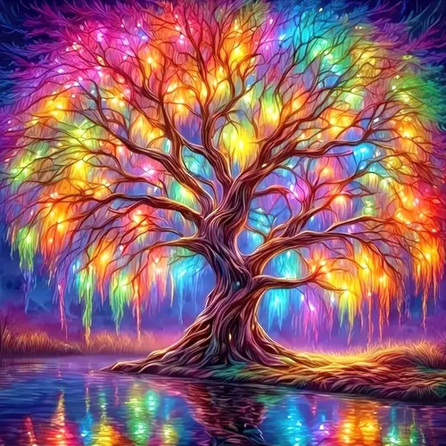 Miniatura 13 de Rompecabezas de 1000 piezas para adultos – "Bosque de Aurora Cósmica" rompecabezas psicodélico de arte de cielo nocturno, paisaje de aurora boreal