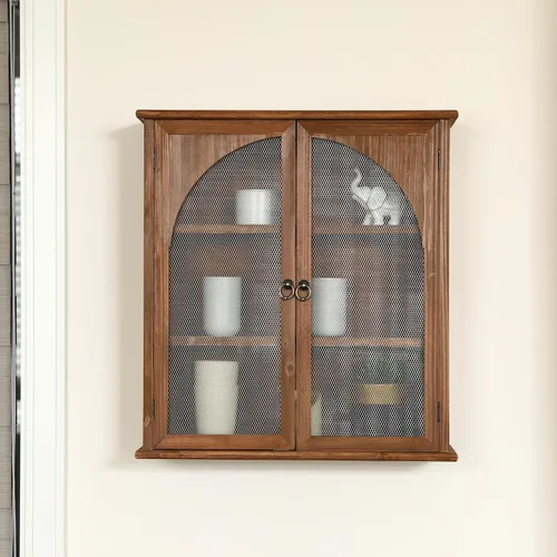 Miniatura 7 de COLLECTIVE HOME - Armario organizador de pared de 24 pulgadas, gabinete de baño de madera maciza con puerta arqueada, ya montado, 22 x 8 x 24