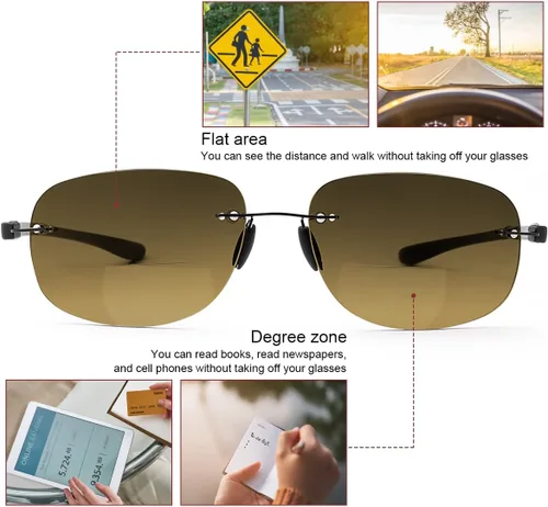Miniatura 2 de YIMI 2 pares de lentes de lectura bifocales con luz azul, protección UV400, lentes de sol deportivos de doble uso para hombres y mujeres
