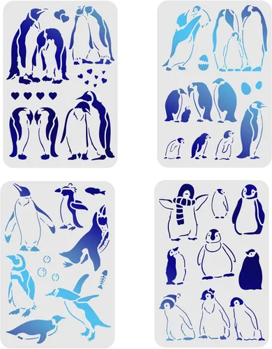 Miniatura 10 de FINGERINSPIRE 9 plantillas de plantillas de animales de 7.9 x 7.9 pulgadas, patrón de pintura de plástico – mono, oso, pájaro, elefante, ciervo