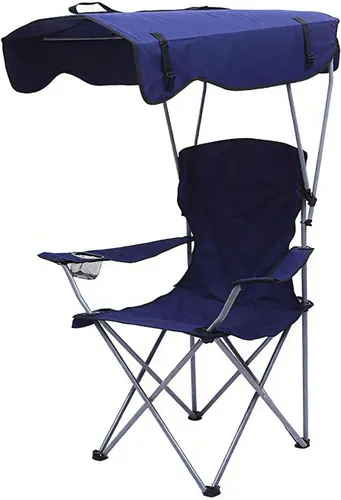 Folding Fishing Chair Sun Shade Outdoor Reclining Chair Canopy Portable Camping Navy-Blue 50 * 50 * 90/120CM