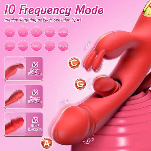 Miniatura 2 de Vibrador de conejo para mujer, vibrador 3 en 1 de punto G y clítoris con 10 modos, vibrador de silicona impermeable de doble estimulación, diseño
