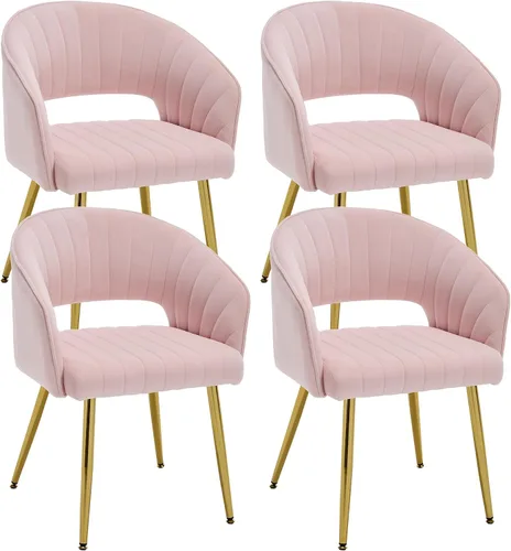 Miniatura 18 de KCC Juego de 2 Sillas de Comedor de Acento Moderno, Sillas de Comedor Tapizadas en Terciopelo con Respaldo Hueco, Sillas de Cocina Acolchadas Sillas