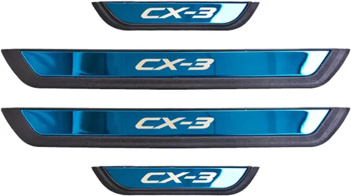Miniatura 5 de Kit de protector de umbral de puerta inoxidable para Mazda CX-3 2016-2023 (texto azul CX 3)
