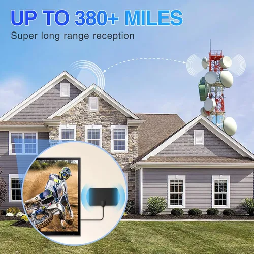 Miniatura 4 de Antena de TV – Antena de TV para interiores mejorada 2025 de más de 380 millas de largo alcance, antena de TV digital Freeview compatible con todos