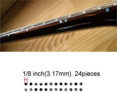 Miniatura 2 de Adhesivos de incrustación para marcadores de diapasón de guitarras y bajo - 0.32 cm Pequeñas marcas laterales en forma de punto - Abulón azul