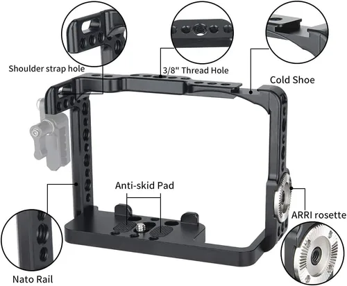 Miniatura 3 de NICEYRIG Jaula para Sony Alpha A7RIV A7SIII A7RIII A7III A7SII A7RII A7II A1 A9, con adaptador de montaje rosetón - 399