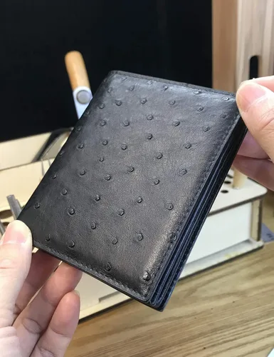 Miniatura 3 de CHERRY CHICK Cartera de piel de avestruz auténtica de piel de auténtica para hombre