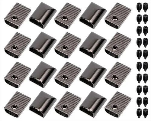 Miniatura 5 de ONLYKXY 20 tapones de metal con cremallera, estilo rectangular, clip de cola con cremallera (dorado claro)
