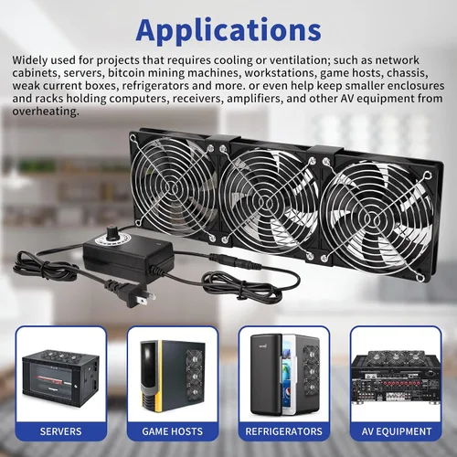 Miniatura 6 de Ventilador de computadora con enchufe de CA, ventilador de computadora de 12 V con CC 3-12 V a CA 100-240 V controlador de velocidad para Biltong