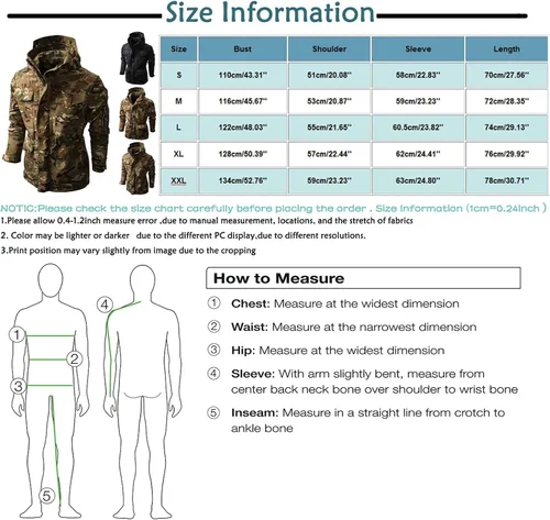 Miniatura 3 de HTHLVMD Chaqueta táctica militar suave para hombre, para deportes al aire libre, caza, ejército, impermeable, abrigo