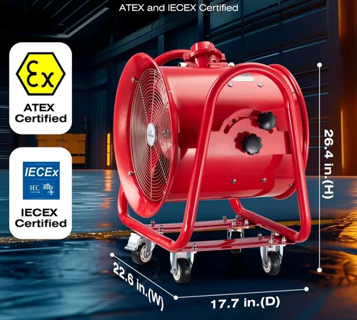 Miniatura 7 de iLiving - ILG8EF16EX - Soplador de alta velocidad a prueba de explosiones, extractor de humos, extractor portátil y ventilador ventilador