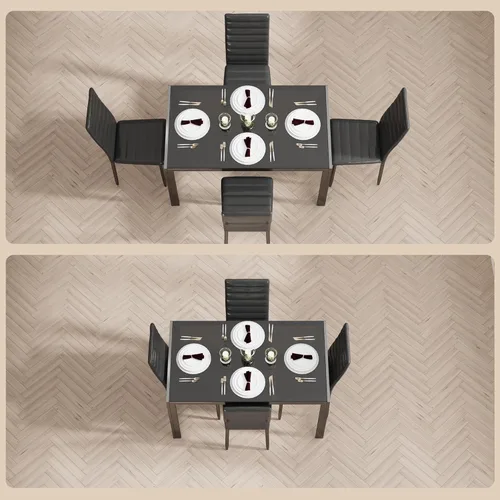 Miniatura 4 de Bealife Juego de mesa de comedor de cocina para 4, juego de mesa y sillas de vidrio templado de 5 piezas moderno para el hogar, cocina, sala de Negro
