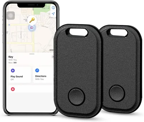 Paquete de 2 buscadores de llaves, rastreador Bluetooth inteligente, buscador de artículos, funciona con Apple Find My Item Locator Dispositivo Negro