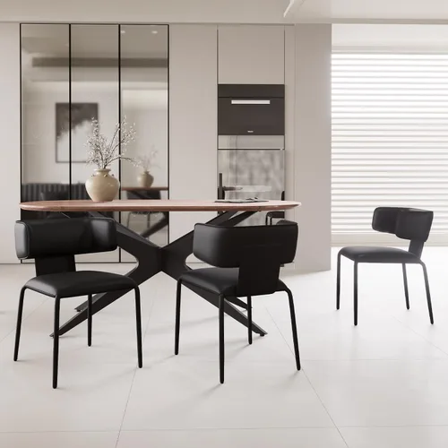 Miniatura 8 de YOUNIKE Silla de comedor tapizada individual de piel sintética de alta calidad con respaldo, moderna y acolchada, cómoda silla auxiliar para sala