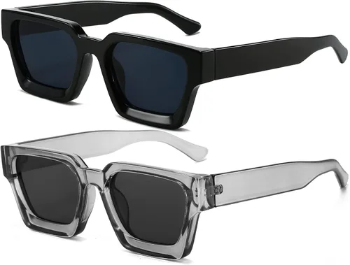 Miniatura 50 de AIEYEZO Gafas de sol cuadradas para mujeres y hombres, gafas de sol cuadradas con montura gruesa, estilo de diseñador simple