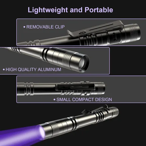 Miniatura 3 de COSOOS Linterna de luz negra UV, 395 nm mini luz de bolígrafo con clip, linterna ultravioleta impermeable para fugas, orina de mascotas, escorpión