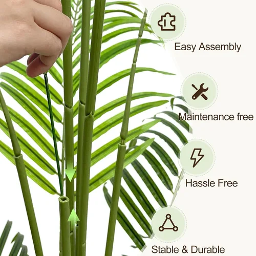 Miniatura 3 de Palmera artificial de 4 pies para interior, palmera paradisiaca tropical falsa en maceta con diseño de corteza real, palmera de areca sintética