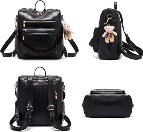 Miniatura 2 de Soperwillton Bolso de mochila para mujer. Bolsos de mano con diseño multiusos. Bolsa de hombro de cuero sintético. Bolsa de viaje. Juego de 2