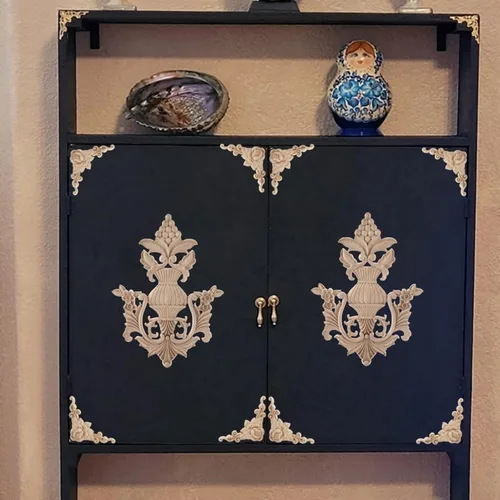 Miniatura 6 de 5 piezas de apliques de madera tallada en madera Onlays Onlays DIY tallados muebles apliques Onlays sin pintar centro tallado calcomanía para puerta